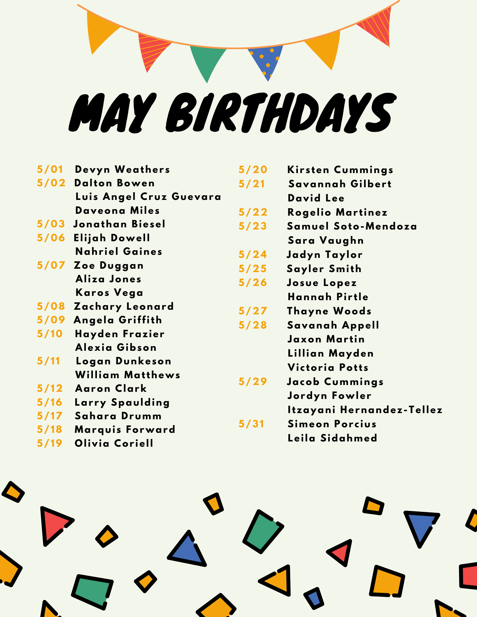 May Birthdays