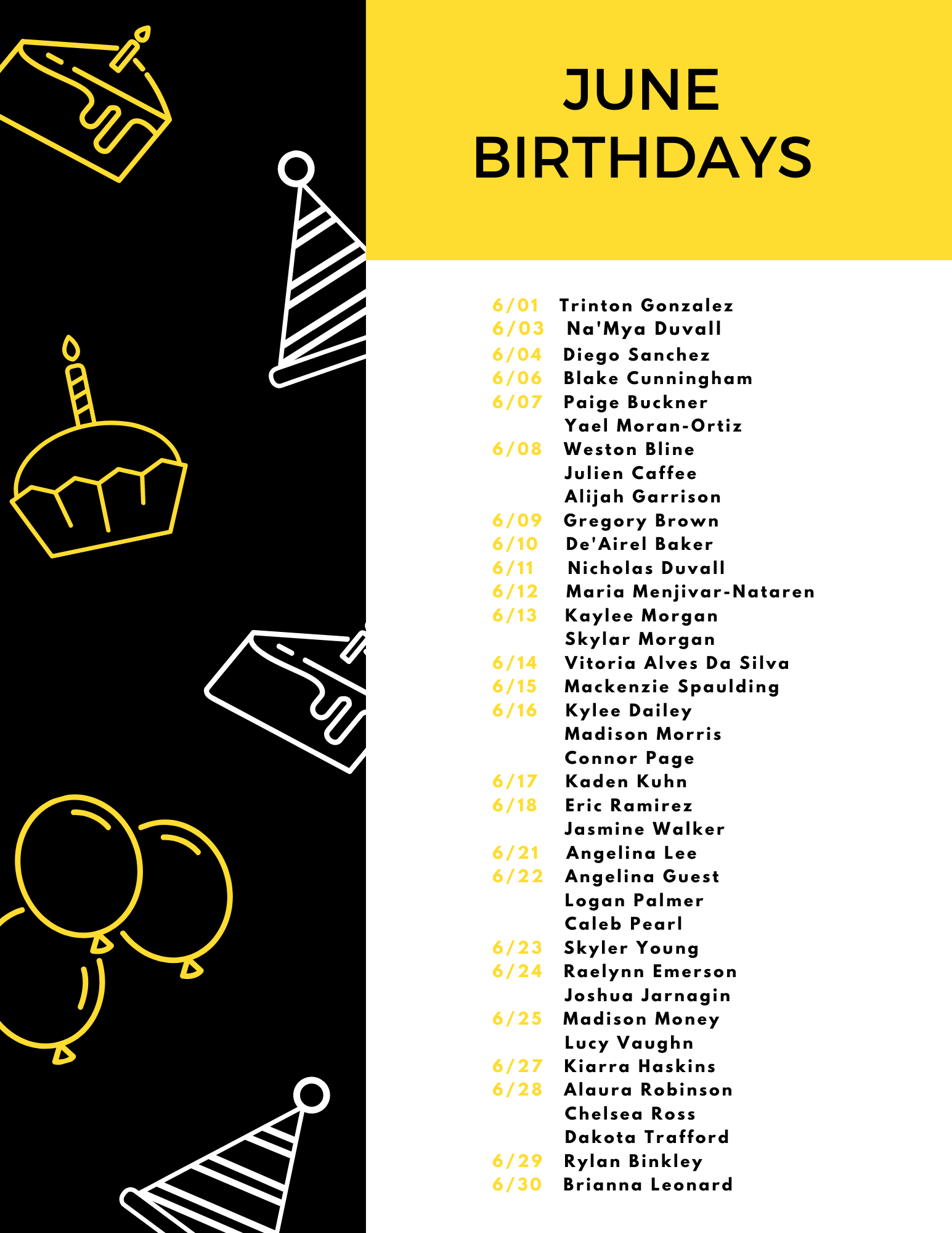 Black Yellow Illustration Birthday Flyer